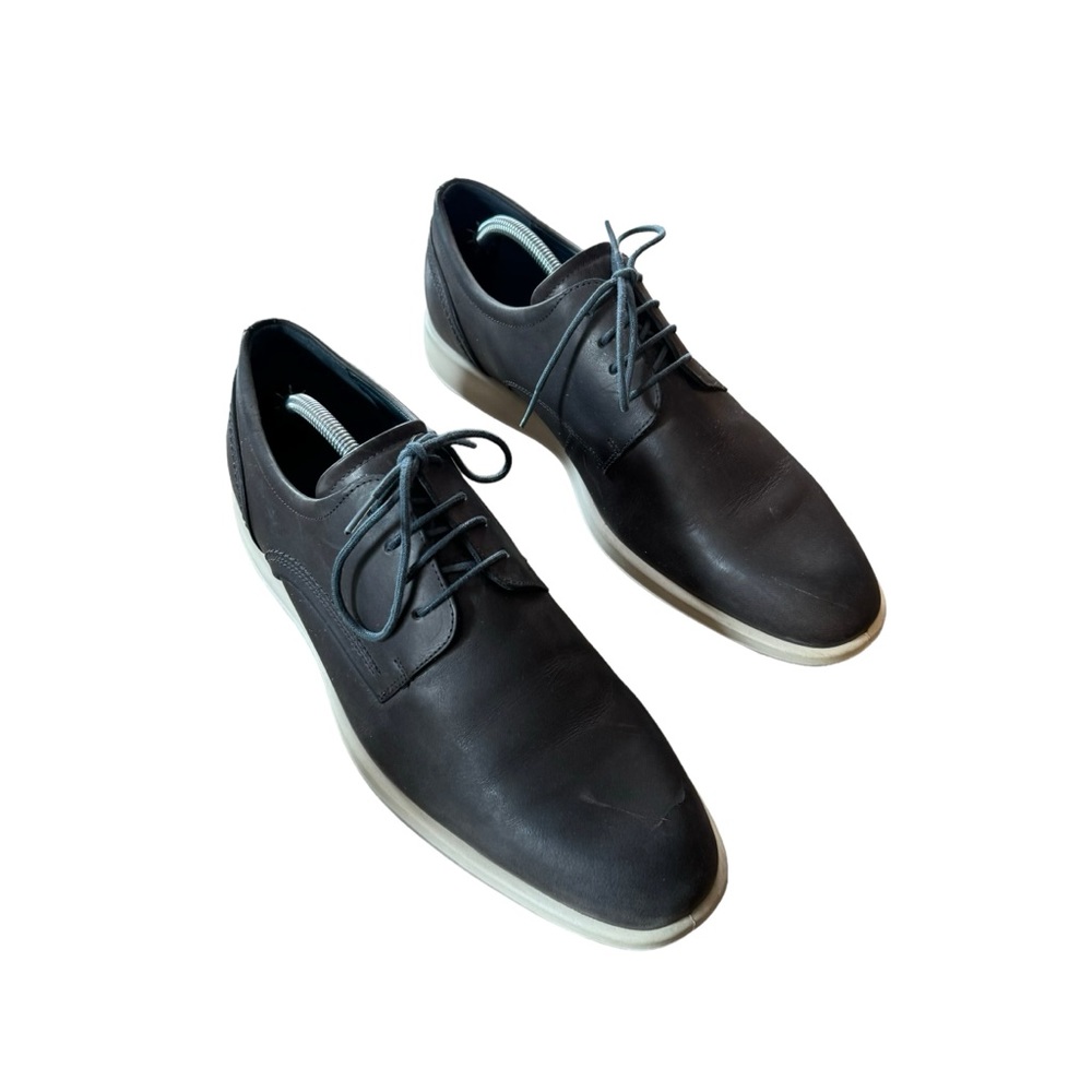 Men’s Ecco Size 44 (US Size 10) Gray Leather Lace Up Oxfords Shoes